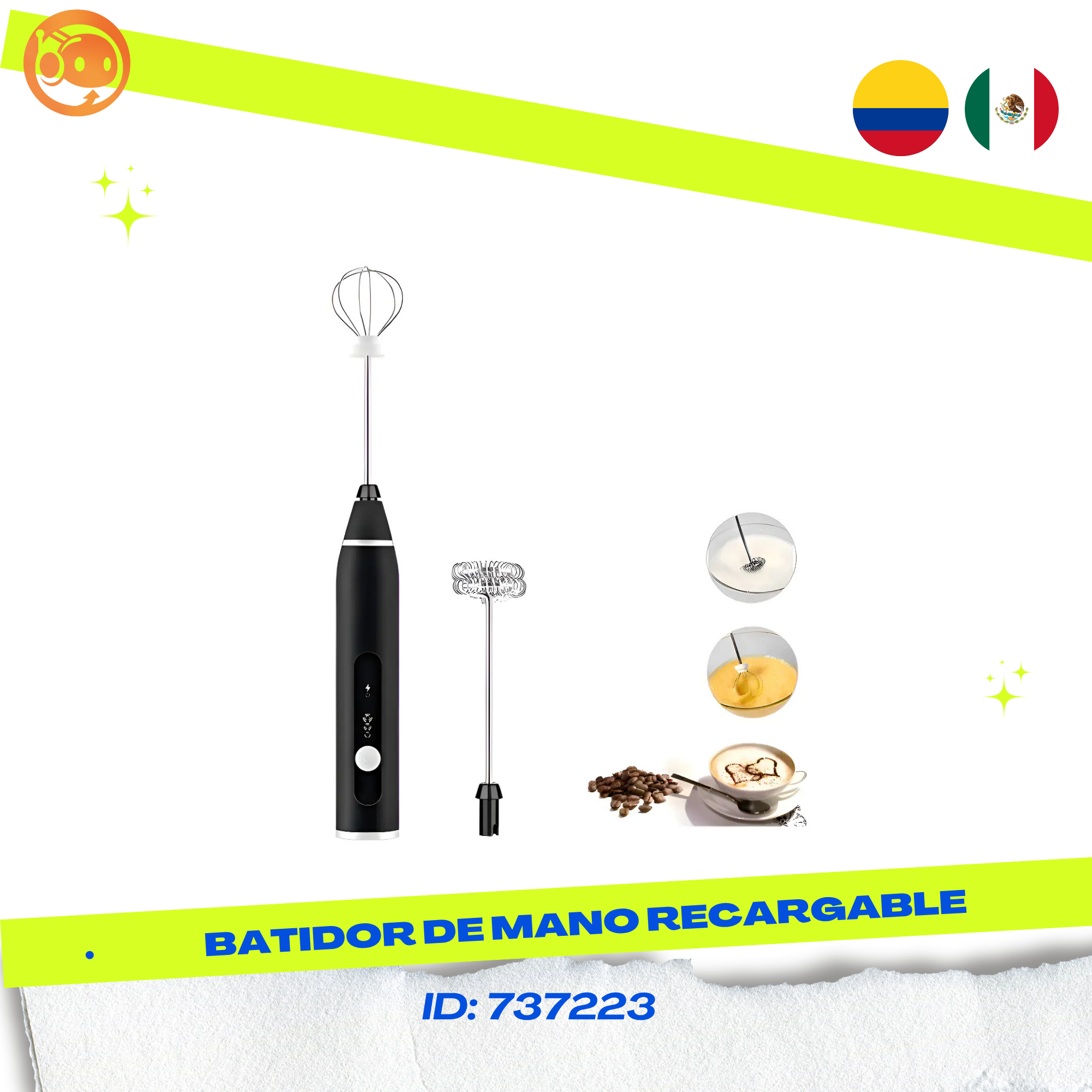 Batidor De Mano Recargable USB